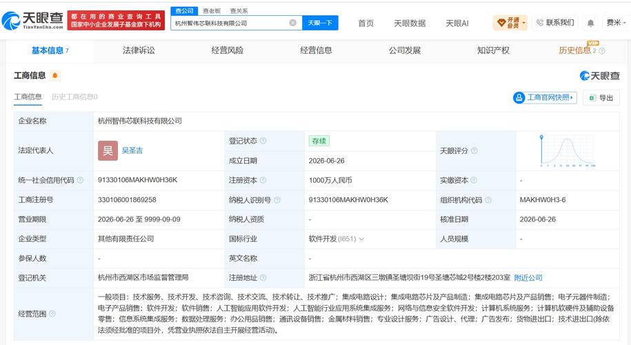 万人民币,经营范围包括集成电路设计,集成电路芯片及产品制造,人工